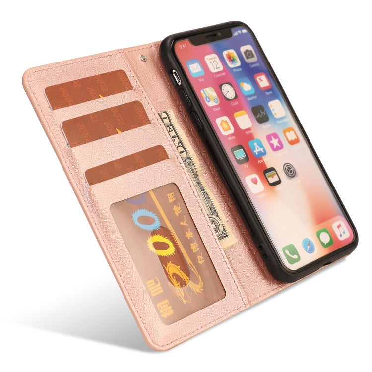 For iPhone X / XS Ultra-thin Separable Magnetic Horizontal Flip Leather Case with Card Slot & Wallet(Pink) - More iPhone Cases by buy2fix | Online Shopping UK | buy2fix