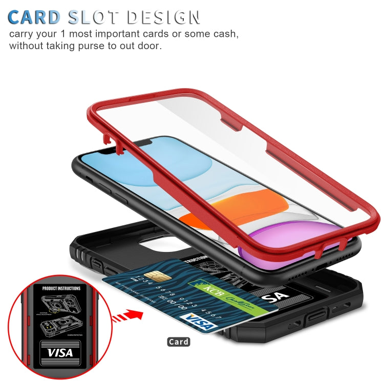 For iPhone 11 Sliding Camera Cover Design TPU + PC Protective Case with 360 Degree Rotating Holder & Card Slot (Red+Black) - iPhone 11 Cases by buy2fix | Online Shopping UK | buy2fix