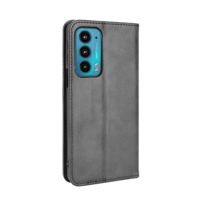 For Motorola Edge 20 Magnetic Buckle Retro Pattern Horizontal Flip Leather Case with Holder & Card Slot & Wallet(Black) - Motorola Cases by buy2fix | Online Shopping UK | buy2fix