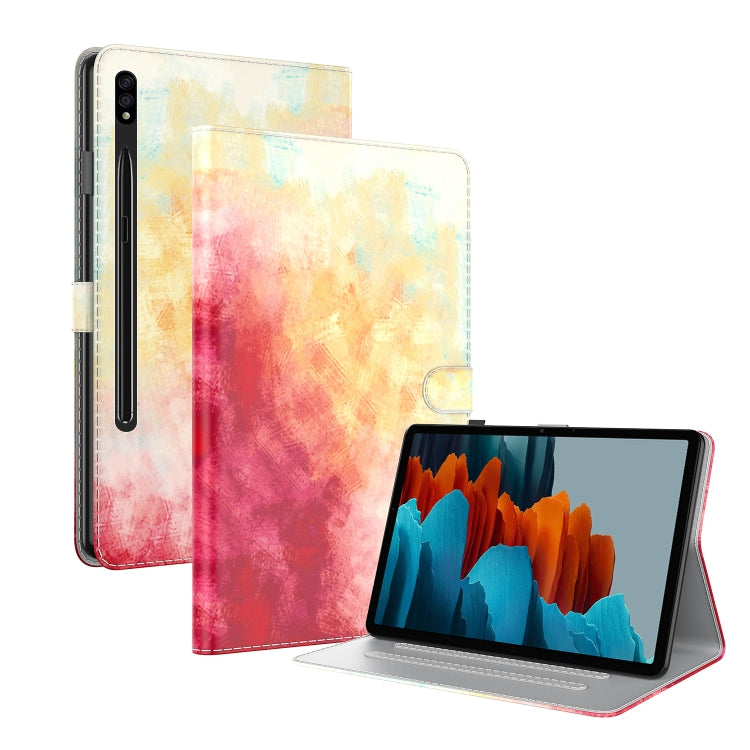 For Samsung Galaxy Tab S8 / Galaxy Tab S7 11 inch T870 / T875 / T876B Voltage Watercolor Pattern Skin Feel Magnetic Horizontal Flip PU Leather Case with Holder & Card Slots & Photo Frame(Spring Cherry) - Galaxy Tab S8 Cases by buy2fix | Online Shopping UK | buy2fix