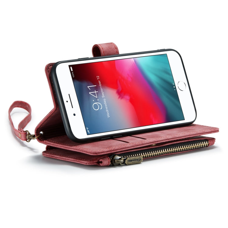 For iPhone SE 2022 / SE 2020 / 8 / 7 / 6 CaseMe-C30 PU + TPU Multifunctional Horizontal Flip Leather Case with Holder & Card Slot & Wallet & Zipper Pocke(Red) - iPhone SE 2022 / 2020 / 8 / 7 Cases by CaseMe | Online Shopping UK | buy2fix