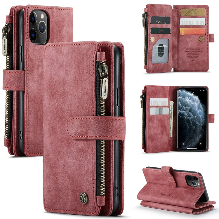 For iPhone 11 Pro CaseMe-C30 PU + TPU Multifunctional Horizontal Flip Leather Case with Holder & Card Slot & Wallet & Zipper Pocket (Red) - iPhone 11 Pro Cases by CaseMe | Online Shopping UK | buy2fix