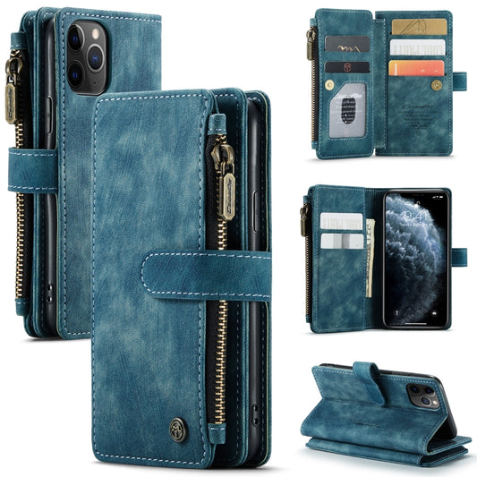 For iPhone 11 Pro CaseMe-C30 PU + TPU Multifunctional Horizontal Flip Leather Case with Holder & Card Slot & Wallet & Zipper Pocket (Blue) - iPhone 11 Pro Cases by CaseMe | Online Shopping UK | buy2fix