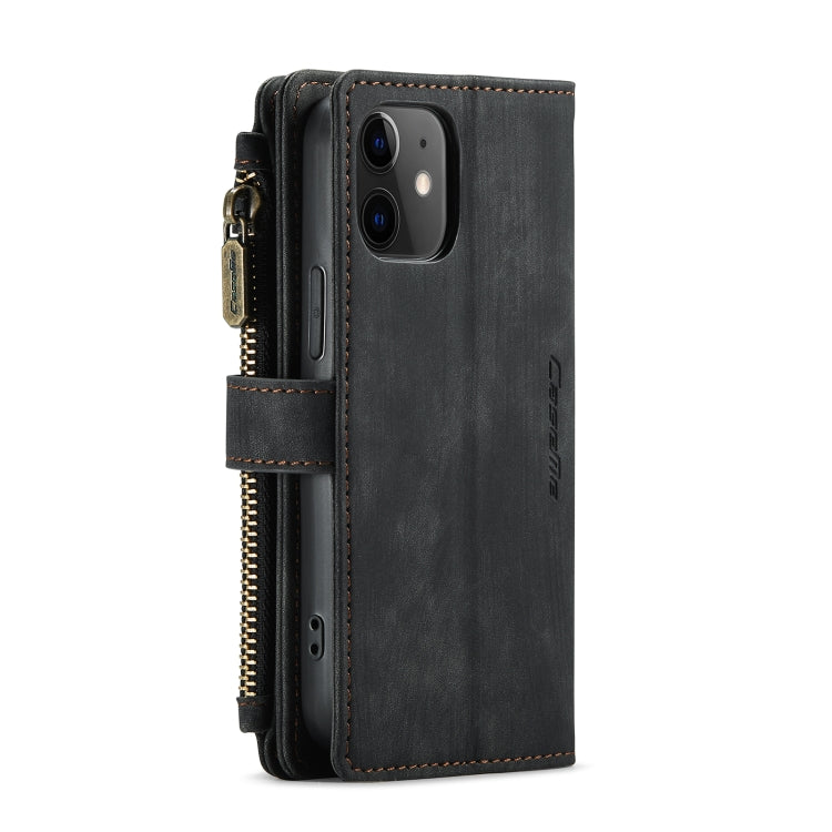 For iPhone 12 mini CaseMe-C30 PU + TPU Multifunctional Horizontal Flip Leather Case with Holder & Card Slot & Wallet & Zipper Pocket (Black) - iPhone 12 mini Cases by CaseMe | Online Shopping UK | buy2fix