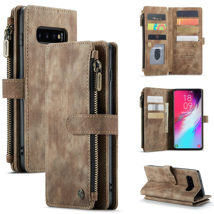 For Samsung Galaxy S10+ CaseMe-C30 PU + TPU Multifunctional Horizontal Flip Leather Case with Holder & Card Slot & Wallet & Zipper Pocket(Brown) - Galaxy Phone Cases by CaseMe | Online Shopping UK | buy2fix