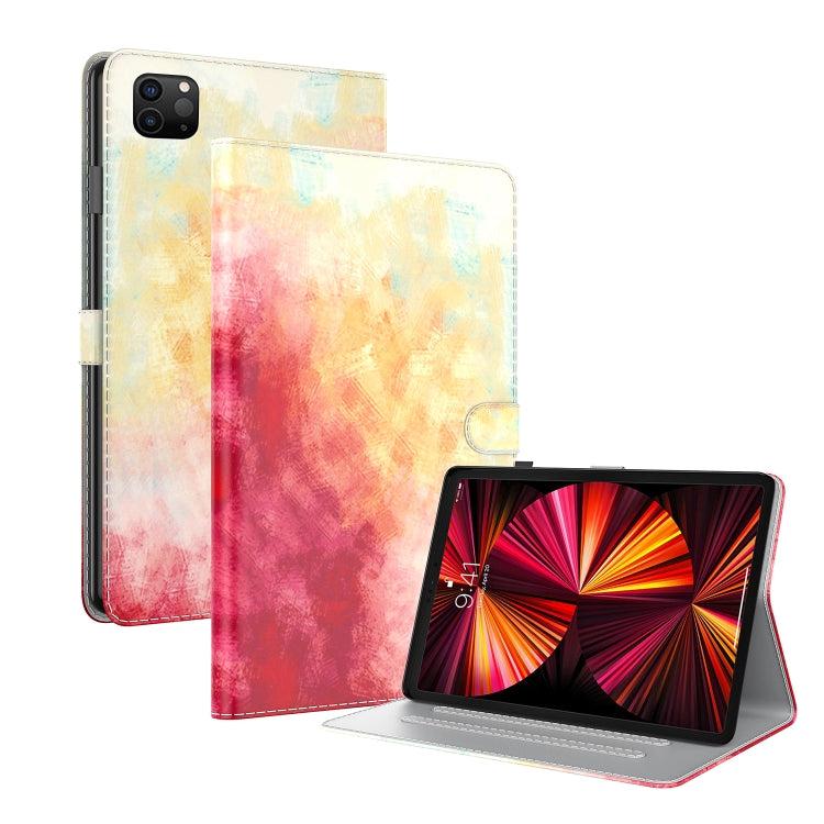 For iPad Pro 11 2022 / 2021 / 2018 / Air 2020 10.9 Watercolor Pattern Skin Feel Magnetic Leather Tablet Case with Holder & Card Slots & Photo Frame & Sleep / Wake-up Function(Spring Cherry) - iPad Pro 11 (2022/2021) Cases by buy2fix | Online Shopping UK | buy2fix