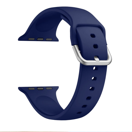 Single-color Silicone Buckle Strap Watch Band For Apple Watch Series 9&8&7 41mm / SE 3&SE 2&6&SE&5&4 40mm / 3&2&1 38mm(Midnight Blue) - Watch Bands by buy2fix | Online Shopping UK | buy2fix