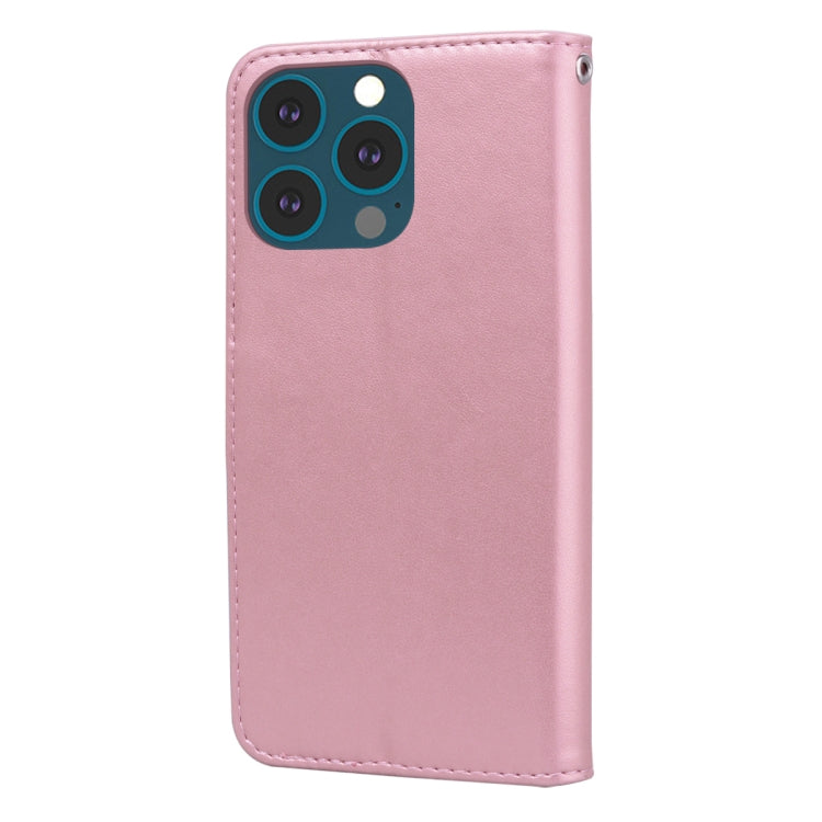 For iPhone 13 Pro Max Rose Embossed Horizontal Flip PU Leather Case with Holder & Card Slots & Wallet (Rose Gold) - iPhone 13 Pro Max Cases by buy2fix | Online Shopping UK | buy2fix