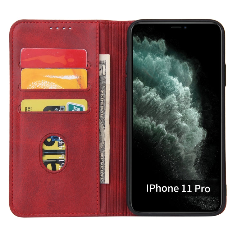 For iPhone 11 Pro Calf Texture Magnetic Horizontal Flip Leather Case with Holder & Card Slots & Wallet (Red) - iPhone 11 Pro Cases by buy2fix | Online Shopping UK | buy2fix