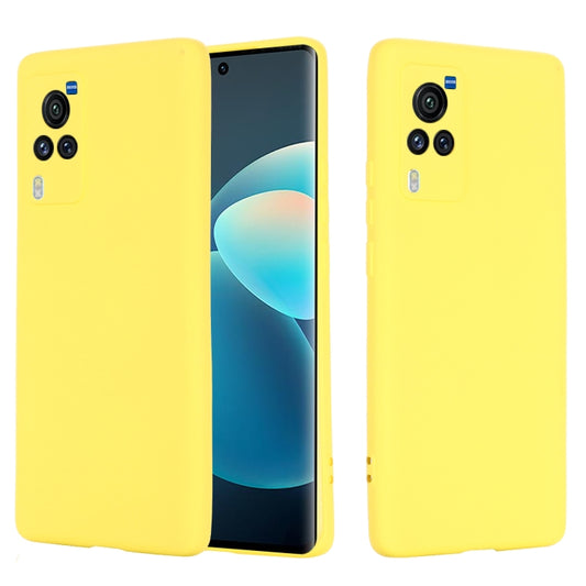 For vivo X60 Pro 5G Foreign Version Solid Color Liquid Silicone Shockproof Full Coverage Protective Case(Yellow) - vivo Cases by buy2fix | Online Shopping UK | buy2fix