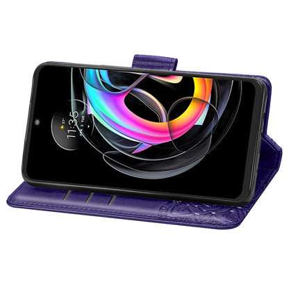 For Motorola Moto Edge 20 Lite Butterfly Love Flower Embossed Horizontal Flip Leather Case with Holder & Card Slots & Wallet & Lanyard(Dark Purple) - Motorola Cases by buy2fix | Online Shopping UK | buy2fix