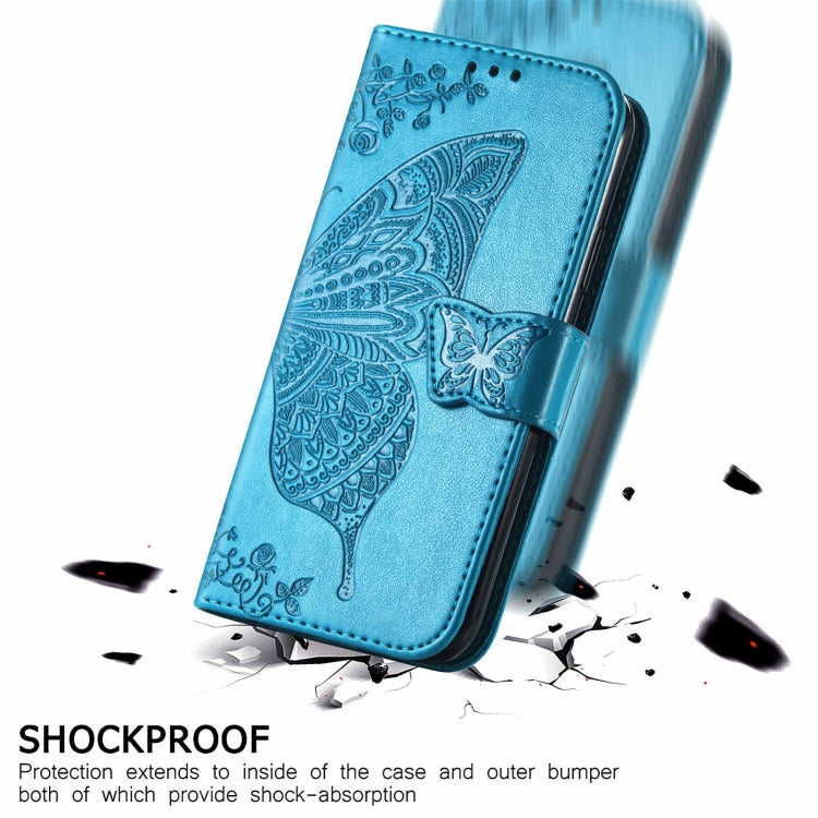 For Motorola Moto Edge 20 Butterfly Love Flower Embossed Horizontal Flip Leather Case with Holder & Card Slots & Wallet & Lanyard(Blue) - Motorola Cases by buy2fix | Online Shopping UK | buy2fix