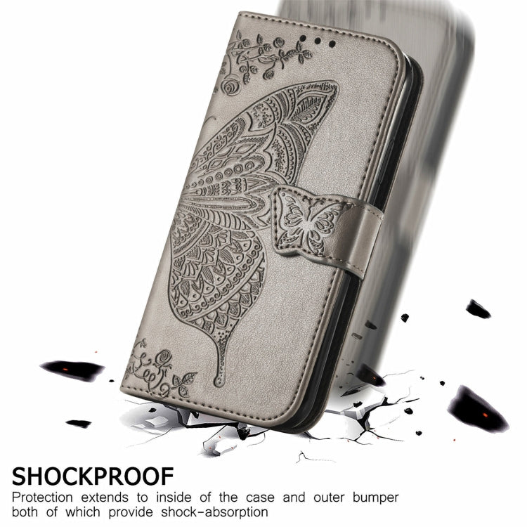 For Motorola Moto Edge 20 Butterfly Love Flower Embossed Horizontal Flip Leather Case with Holder & Card Slots & Wallet & Lanyard(Gray) - Motorola Cases by buy2fix | Online Shopping UK | buy2fix