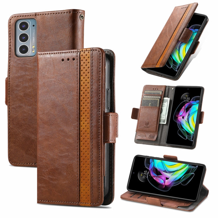 For Motorola Edge 20 CaseNeo Business Splicing Dual Magnetic Buckle Horizontal Flip PU Leather Case with Holder & Card Slots & Wallet(Brown) - Motorola Cases by buy2fix | Online Shopping UK | buy2fix