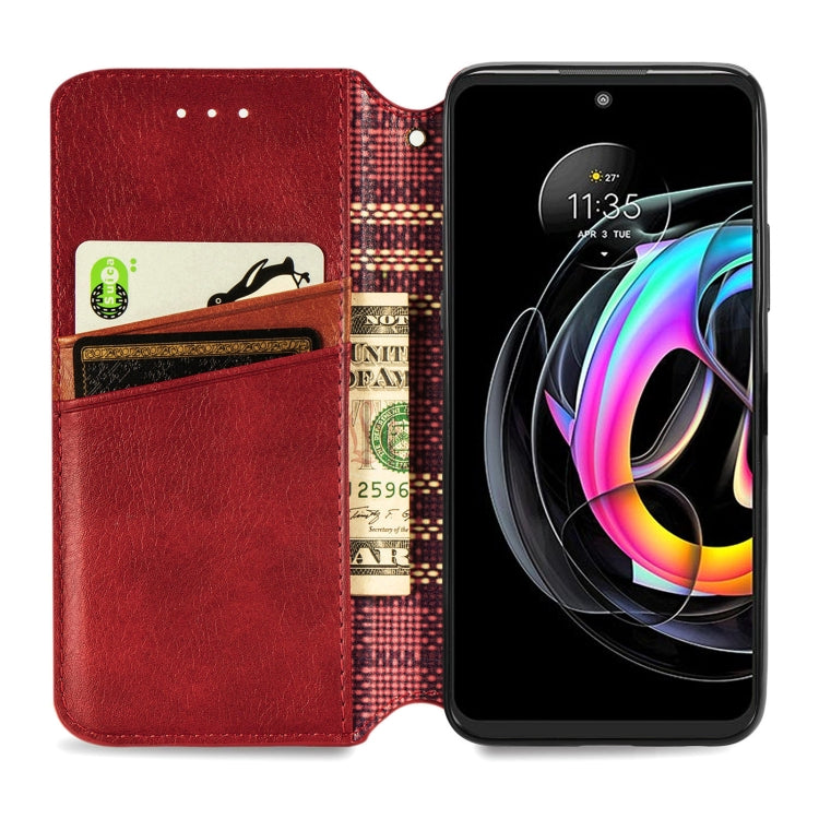 For Motorola Edge 20 Lite Cubic Grid Pressed Horizontal Flip Magnetic PU Leather Case with Holder & Card Slots & Wallet(Red) - Motorola Cases by buy2fix | Online Shopping UK | buy2fix