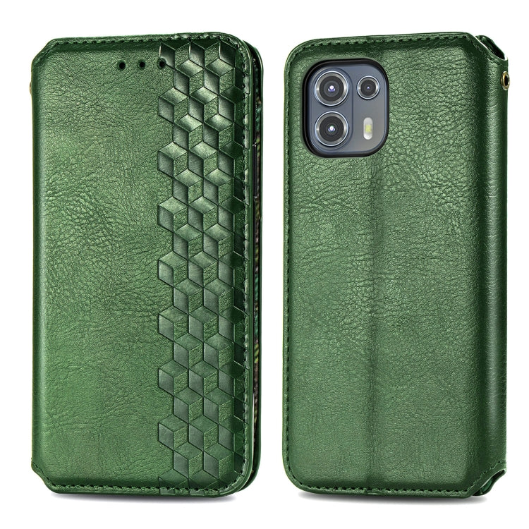 For Motorola Edge 20 Lite Cubic Grid Pressed Horizontal Flip Magnetic PU Leather Case with Holder & Card Slots & Wallet(Green) - Motorola Cases by buy2fix | Online Shopping UK | buy2fix