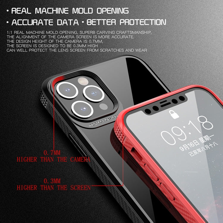 For iPhone 12 Pro Max MG Series Carbon Fiber TPU + Clear PC Four-corner Airbag Shockproof Case(Black) - iPhone 12 Pro Max Cases by buy2fix | Online Shopping UK | buy2fix