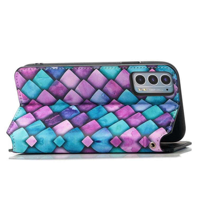 For Motorola Edge 20 Colorful Magnetic Horizontal Flip PU Leather Case with Holder & Card Slot & Wallet(Purple Scales) - Motorola Cases by buy2fix | Online Shopping UK | buy2fix