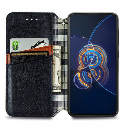 For Asus Zenfone 8 Flip Cubic Grid Pressed Horizontal Flip Magnetic PU Leather Case with Holder & Card Slots & Wallet(Black) - ASUS Cases by buy2fix | Online Shopping UK | buy2fix