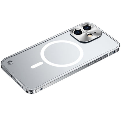 For iPhone 12 mini Metal Frame Frosted PC Shockproof Magsafe Case (Silver) - iPhone 12 mini Cases by buy2fix | Online Shopping UK | buy2fix