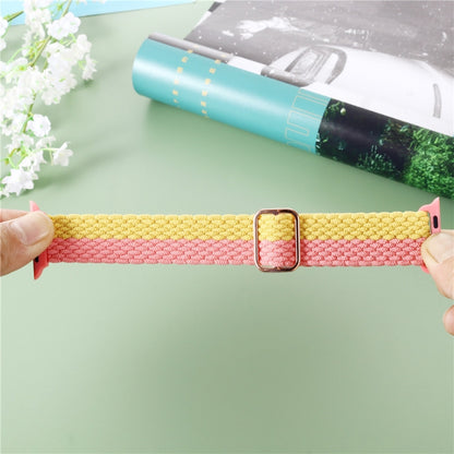 Adjustable Striped Woven Nylon Strap Watch Band For Apple Watch Ultra 49mm&Watch Ultra 2 49mm / Series 9&8&7 45mm / SE 3&SE 2&6&SE&5&4 44mm / 3&2&1 42mm(Pink Yellow) - Watch Bands by buy2fix | Online Shopping UK | buy2fix