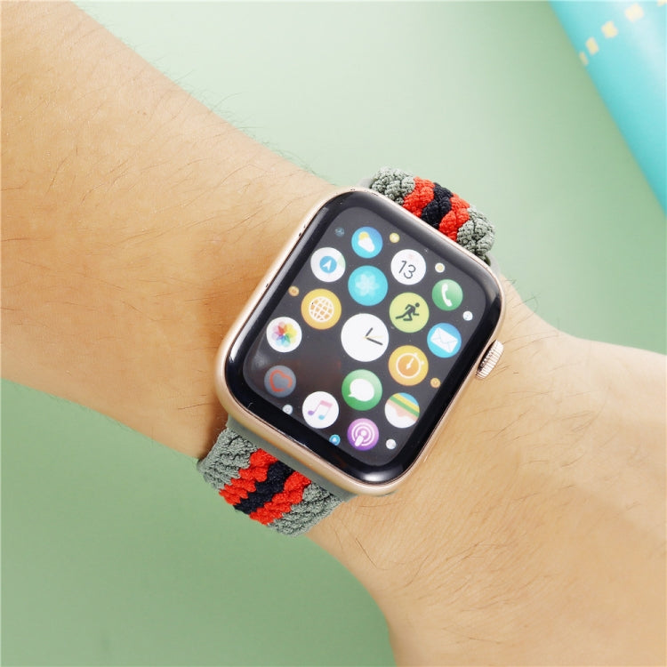 Adjustable Striped Woven Nylon Strap Watch Band For Apple Watch Ultra 49mm&Watch Ultra 2 49mm / Series 9&8&7 45mm / SE 3&SE 2&6&SE&5&4 44mm / 3&2&1 42mm(Black Yellow White Red) - Watch Bands by buy2fix | Online Shopping UK | buy2fix