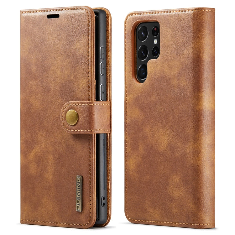 For Samsung Galaxy S22 Ultra 5G DG.MING Crazy Horse Texture Detachable Magnetic Leather Phone Case(Brown) - Galaxy S22 Ultra 5G Cases by DG.MING | Online Shopping UK | buy2fix