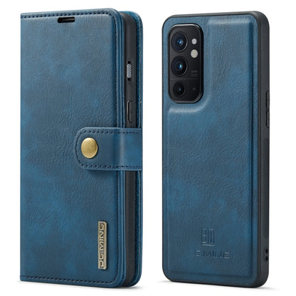 For OnePlus 9RT 5G DG.MING Crazy Horse Texture Detachable Magnetic Leather Phone Case(Blue) - OnePlus Cases by DG.MING | Online Shopping UK | buy2fix