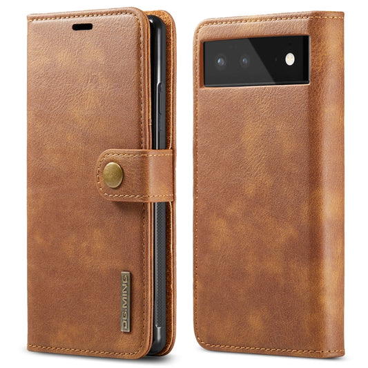 For Google Pixel 6 DG.MING Crazy Horse Texture Detachable Magnetic Leather Phone Case(Brown) - Google Cases by DG.MING | Online Shopping UK | buy2fix