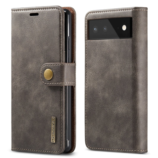 For Google Pixel 6 DG.MING Crazy Horse Texture Detachable Magnetic Leather Phone Case(Grey) - Google Cases by DG.MING | Online Shopping UK | buy2fix