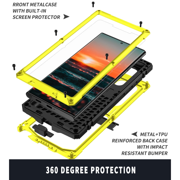 For Samsung Galaxy S22 Ultra 5G R-JUST Metal + Silicone Holder Phone Case(Yellow) - Galaxy S22 Ultra 5G Cases by R-JUST | Online Shopping UK | buy2fix