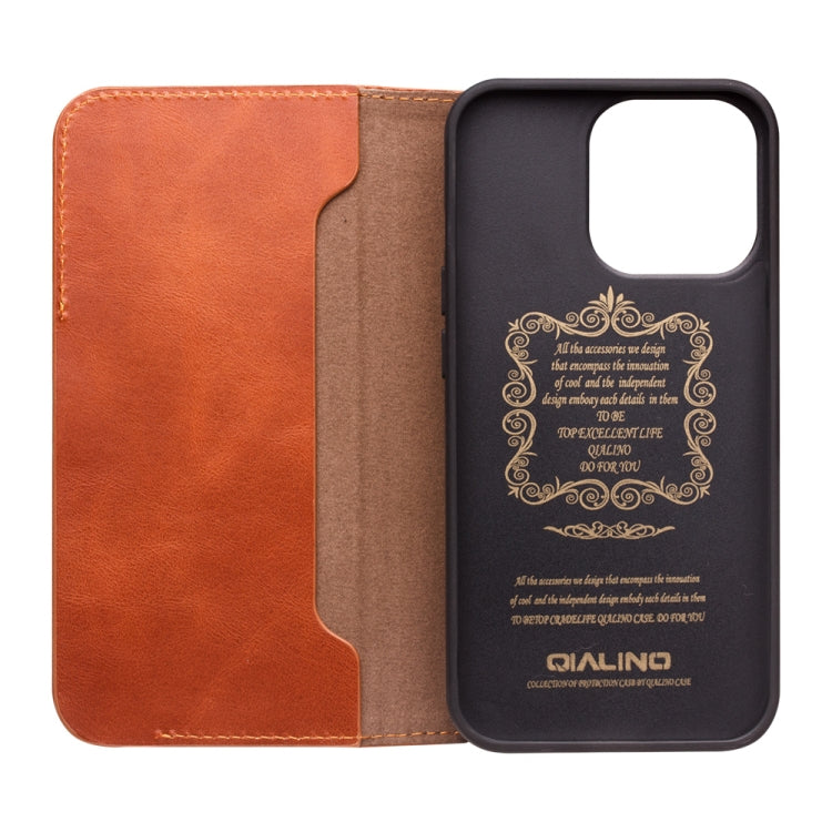 For iPhone 13 Pro Max QIALINO Magnetic Buckle Leather Phone Case (Brown) - iPhone 13 Pro Max Cases by QIALINO | Online Shopping UK | buy2fix