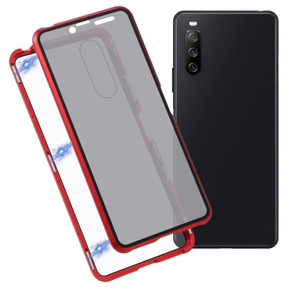 For Sony Xperia 10 III Anti-peeping Magnetic Double-sided Tempered Glass Phone Case(Red) - Sony Cases by buy2fix | Online Shopping UK | buy2fix