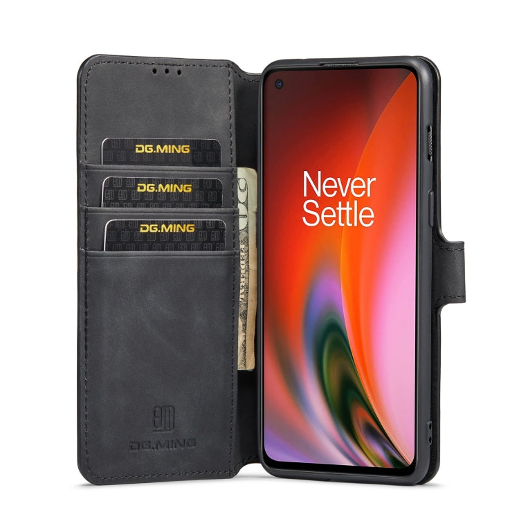 For OnePlus Nord 2 DG.MING Retro Oil Side Horizontal Flip Leather Case with Holder & Card Slots & Wallet(Black) - OnePlus Cases by DG.MING | Online Shopping UK | buy2fix