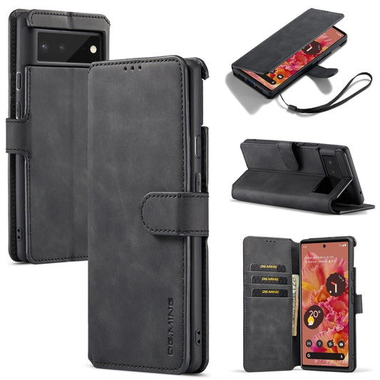 For Google Pixel 6 DG.MING Retro Oil Side Horizontal Flip Leather Case with Holder & Card Slots & Wallet(Black) - Google Cases by DG.MING | Online Shopping UK | buy2fix