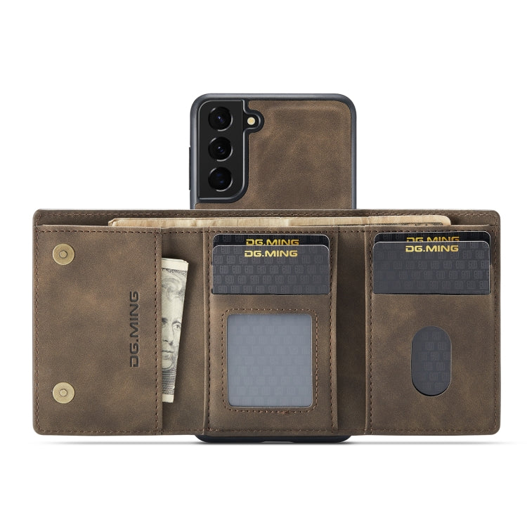 For Samsung Galaxy S22 5G DG.MING M1 Series 3-Fold Multi Card Wallet Phone Case(Coffee) - Galaxy S22 5G Cases by DG.MING | Online Shopping UK | buy2fix