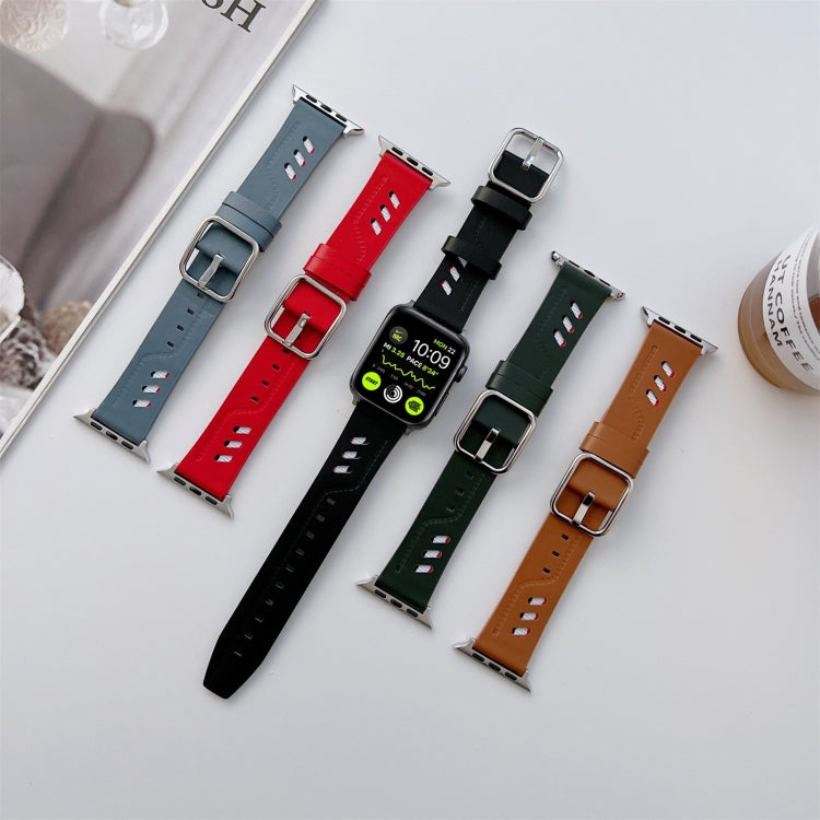 Genuine Leather Nylon Watch Band For Apple Watch Ultra 49mm&Watch Ultra 2 49mm / Series 9&8&7 45mm / SE 3&SE 2&6&SE&5&4 44mm / 3&2&1 42mm(Blue) - Watch Bands by buy2fix | Online Shopping UK | buy2fix