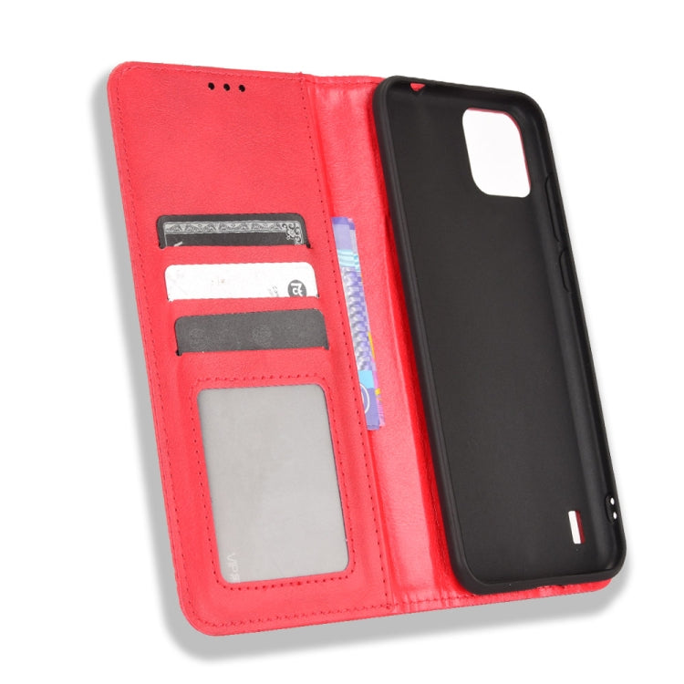 For Blackview A55 Magnetic Buckle Retro Crazy Horse Leather Phone Case(Red) - More Brand by buy2fix | Online Shopping UK | buy2fix