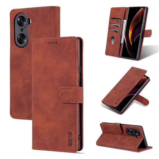 For Honor 60 AZNS Skin Feel Calf Texture Horizontal Flip Leather Phone Case(Brown) - Honor Cases by AZNS | Online Shopping UK | buy2fix