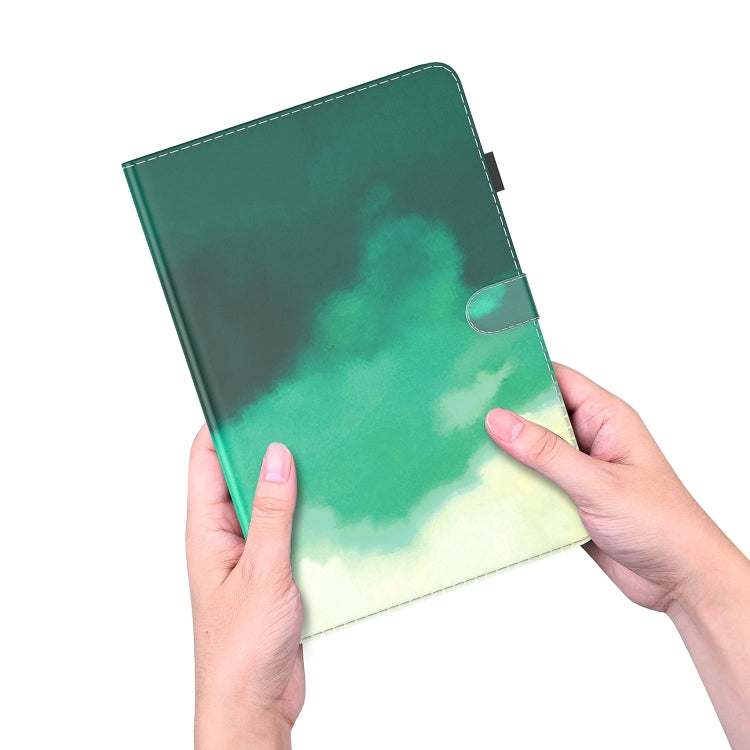 For Samsung Galaxy Tab S9 Watercolor Pattern Flip Leather Tablet Case(Cyan Green) - Galaxy Tab S9 Cases by buy2fix | Online Shopping UK | buy2fix