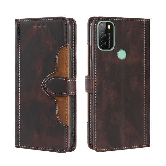 For Blackview A70 Skin Feel Straw Hat Magnetic Buckle Leather Phone Case(Brown) - More Brand by buy2fix | Online Shopping UK | buy2fix