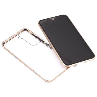 For Samsung Galaxy S22 5G Anti-peeping Magnetic Double-sided Tempered Glass Phone Case(Gold) - Galaxy S22 5G Cases by buy2fix | Online Shopping UK | buy2fix