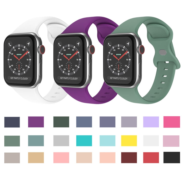 Butterfly Buckle Silicone Watch Band, Size: S For Apple Watch Ultra 49mm&Watch Ultra 2 49mm / Series 9&8&7 45mm / SE 3&SE 2&6&SE&5&4 44mm / 3&2&1 42mm(White) - Watch Bands by buy2fix | Online Shopping UK | buy2fix