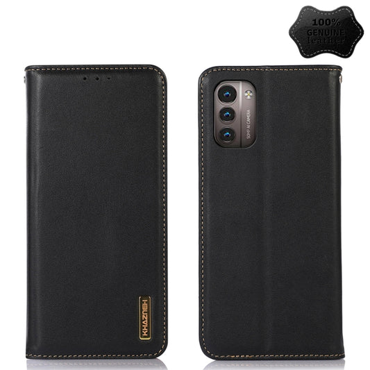 For Nokia G11 / G21 4G KHAZNEH Nappa Top Layer Cowhide Leather Phone Case(Black) - Nokia Cases by buy2fix | Online Shopping UK | buy2fix