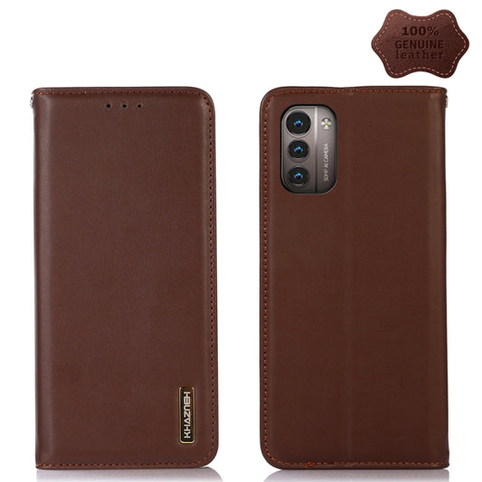 For Nokia G11 / G21 4G KHAZNEH Nappa Top Layer Cowhide Leather Phone Case(Brown) - Nokia Cases by buy2fix | Online Shopping UK | buy2fix