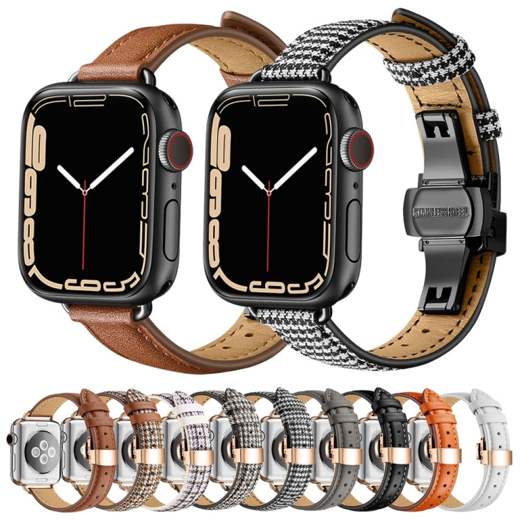 Slimming Butterfly Buckle Watch Band For Apple Watch Ultra 49mm&Watch Ultra 2 49mm / Series 9&8&7 45mm / SE 3&SE 2&6&SE&5&4 44mm / 3&2&1 42mm(Orange Black) - Watch Bands by buy2fix | Online Shopping UK | buy2fix