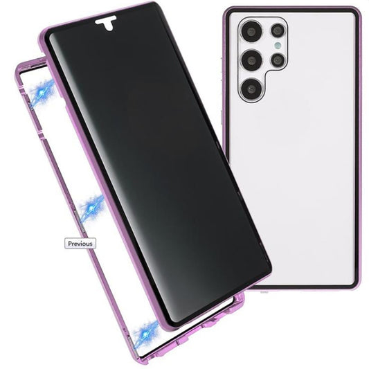 For Samsung Galaxy S22 Ultra 5G Anti-peeping Magnetic Double-sided Tempered Glass Phone Case(Purple) - Galaxy S22 Ultra 5G Cases by buy2fix | Online Shopping UK | buy2fix