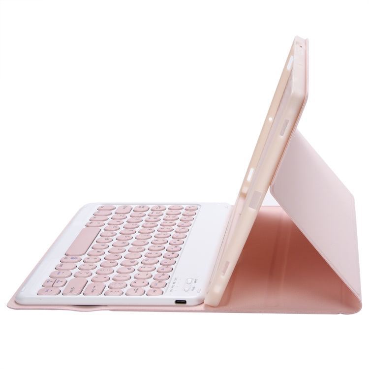 YA700B Candy Color Skin Feel Texture Round Keycap Bluetooth Keyboard Leather Case For Samsung Galaxy Tab S8 11 inch SM-X700 / SM-X706 & S7 11 inch SM-X700 / SM-T875(Pink) - Samsung Keyboard by buy2fix | Online Shopping UK | buy2fix