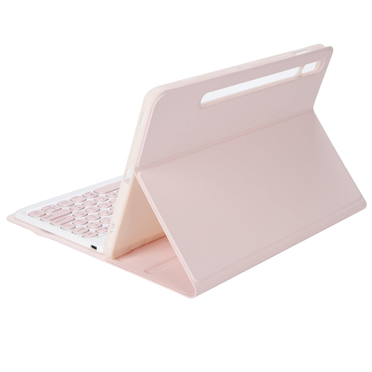 YA700B Candy Color Skin Feel Texture Round Keycap Bluetooth Keyboard Leather Case For Samsung Galaxy Tab S8 11 inch SM-X700 / SM-X706 & S7 11 inch SM-X700 / SM-T875(Pink) - Samsung Keyboard by buy2fix | Online Shopping UK | buy2fix