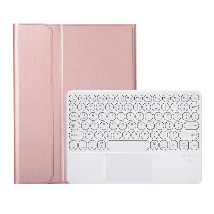 YA08B-A  Lambskin Texture Voltage Round Keycap Bluetooth Keyboard Leather Case with Touchpad For Samsung Galaxy Tab A8 10.5 2021 SM-X200 / SM-X205(Rose Gold) - Samsung Keyboard by buy2fix | Online Shopping UK | buy2fix